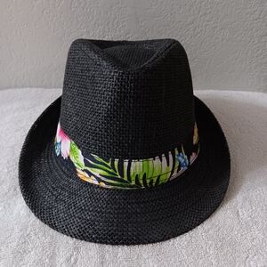 Black Fedora with Floral Band
